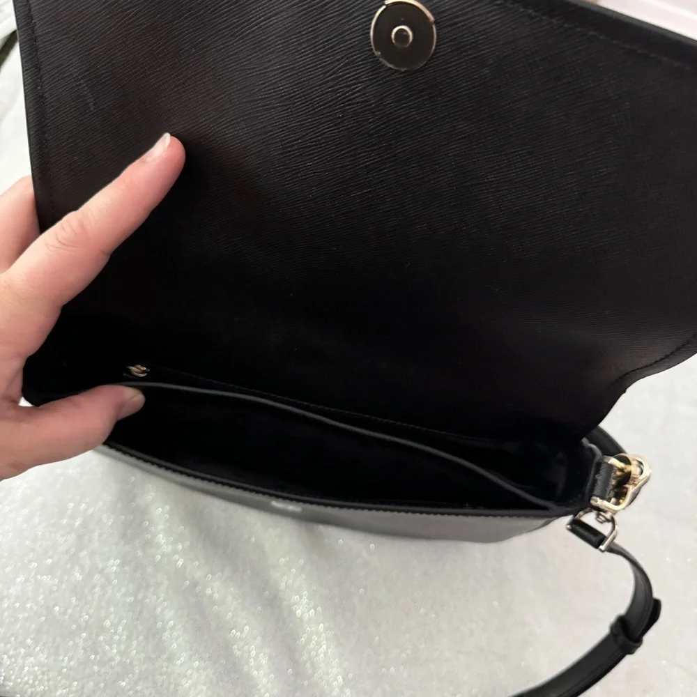 KATE SPADE Black Staci Saffiano Leather Flap Crossbody Bag - Picture 9 of 15